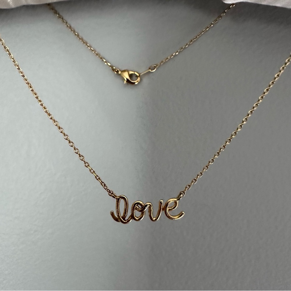 16in Goldtone Love Script Necklace